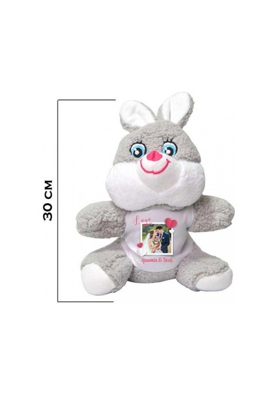 Kişiye Özel Fotoğraf Ve İsim Baskılı Peluş Tavşan Hk2453