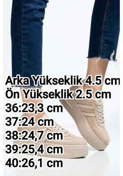 Bahrina Kadın Kalın Tabanlı Sneaker Bej Süet