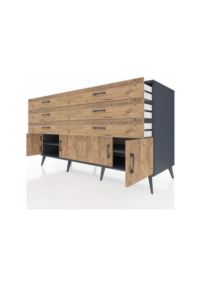 Kronos Konsol 2 Raflı 6 Çekmeceli 4 Kapaklı 176x59x99 Antrasit-ça Antrasit-çam Kronos Konsol 2 Raflı 6 Çekmeceli 4 Kapaklı 176x59x99 Antrasit-ça Antrasit-çam