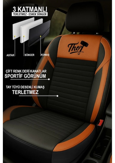 Lada Priora I Combi Facelift 2013 1.6 98 Hp 2013 Uyumlu Thor Serisi Tam Set Tay Tüyü Oto Kılıf Taba