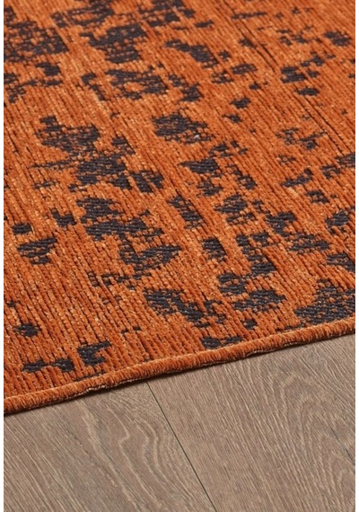 Bohem Tarz Geometrik Desenli Pamuk Taban Turuncu Renk Şönil Kilim