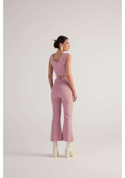 Holly Lolly Tüvit Kumaş Crop Tweed Büstiyer Pembe