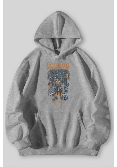 Harmandar Voodoo People Baskılı Unisex Siyah Gri Kanguru Cepli Kapüşonlu Sweatshirt Hoodie Gri Harmandar Voodoo People Baskılı Unisex Siyah Gri Kanguru Cepli Kapüşonlu Sweatshirt Hoodie Gri