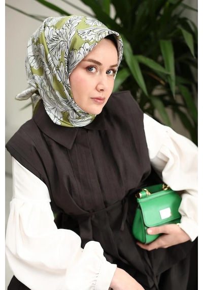 Silk Home Twill İpek Eşarp - 11468-08 Yeşil