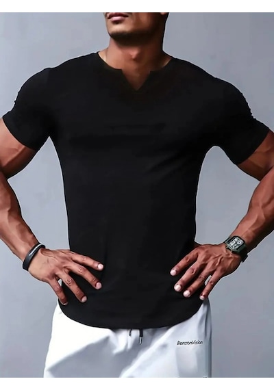 Zennamoda Erkek Kısa Kollu V Yaka Süprem T-shirt Siyah
