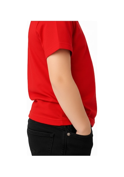 Parti Selesi Unisexs Çocuk Düz Kısa Kollu T-shirt Kırmızı