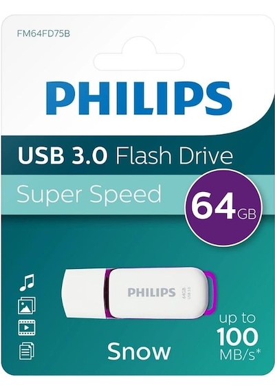 Phılıps 64gb Usb Bellek, 3.0 Snow Mor/beyaz - Fm64fd75b/00