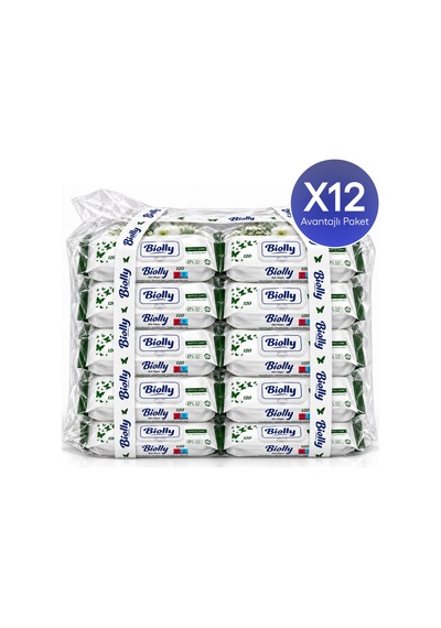 Biolly Gentle Care Hassas Islak Mendil 120 Yaprak 12'li Paket 12'li Set