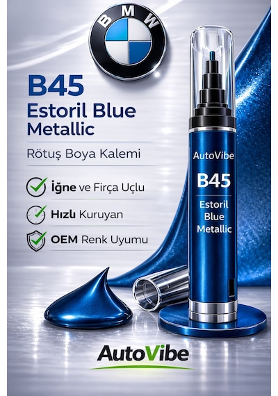 Bmw Rötuş Boya Kalemi B45 Estoril Blue Metallic Estoril Mavi Metalik