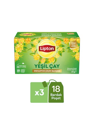Lipton Osmantus Çiçek Bahçesi Aromalı Yeşil Çay 18li X 3 Adet