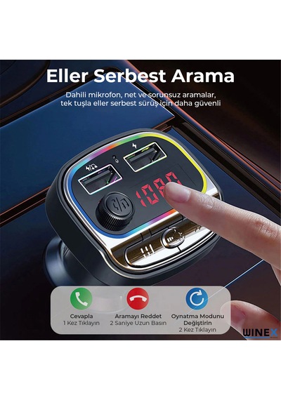 Winex C21 Fm Handsfree Bluetooth Modülatör Araç Mp3 Player