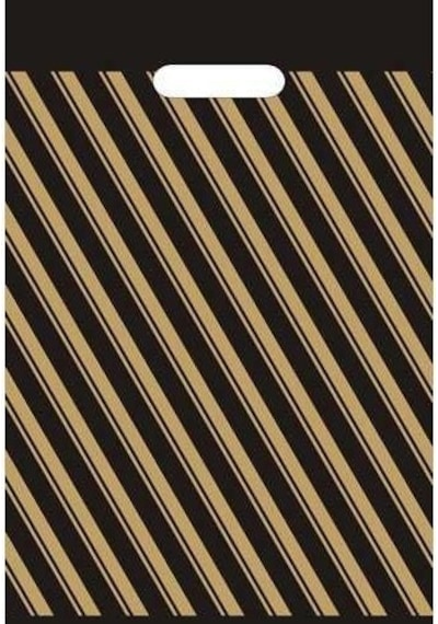 Siyah Takviyeli Mağaza Poşeti Çizgili No 2 26X38 Cm 50 Adet 50 Adet