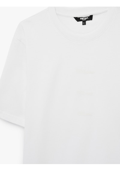 Koton Regular Fit Bisiklet Yaka Pamuklu Baskılı Kısa Kollu Tişört Beyaz 6sam10024mk