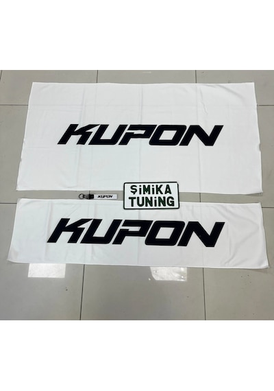 Beyaz Kupon Torpido Ve Sırt Havlusu Seti 2 Adet Torpido 35x135 , Sırt 70 X 135 Anahtarlık Hediye