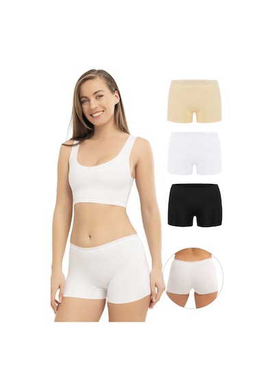 Basic Lazer Kesim Dikişsiz Kadın Boxer Külot 3'lü Paket Renkli Çok Renkli