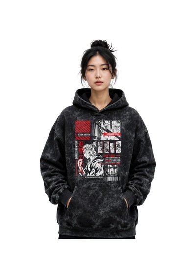 Sevbano Eren Yeager Attack On Titan Anime Baskılı Unisex Oversize Yıkamal Siyah