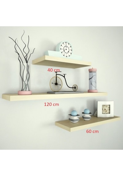 Rafkestir 3 Lü Raf Set ( 120 - 60 - 40 ) Beyaz ( Mat )