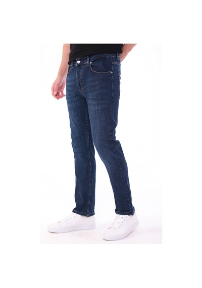 Blayn Jeans Erkek Mavi Diz İzi Yapmayan Pamuklu Esnek Denim Jean Kot Pantolon Regular Kalıp Kobalt