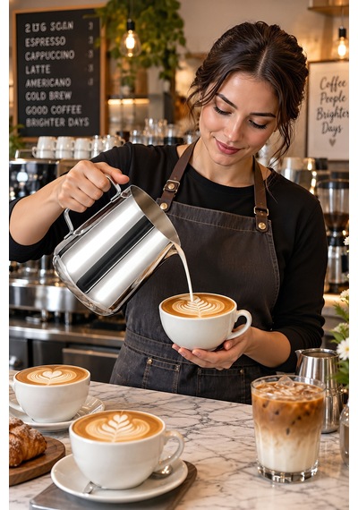 201 Çelik 1500 Ml Kahve Süt Köpürtme Ve Latte Art Potu Sütlük Pitcher Mt317