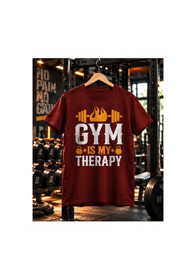 Segungear Gymtherapy Erkek Regular Fit Baskılı Spor Tişört Bordo - 933732727 Bordo