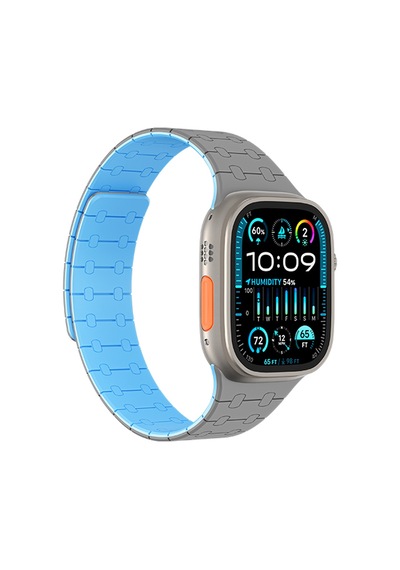 Watch 7 45mm Amazingthing Smoothie Sport Magnetik Tak Çıkar Silikon Strap Kayış Gri-mavi