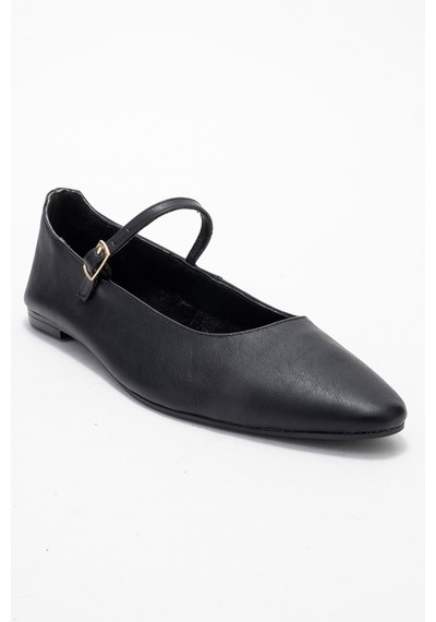 Luvishoes Luvi Shoes Lunaıre Siyah Hakiki Deri Tek Bantlı Sivri Burun Kadın Babet Ayakkabı Siyah
