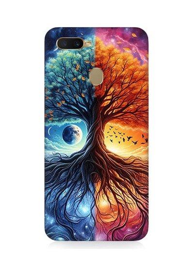 Oppo Reno Ax7 Uyumlu Hayat Ağacı Ve Gece Gündüz Desenli Silikon Kılıf Çok Renkli