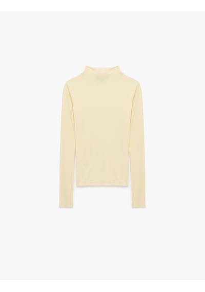 Koton Koyun Yünü Karışımlı Slim Fit Uzun Kollu Dik Yaka Tişört Sarı 6sak50020pk