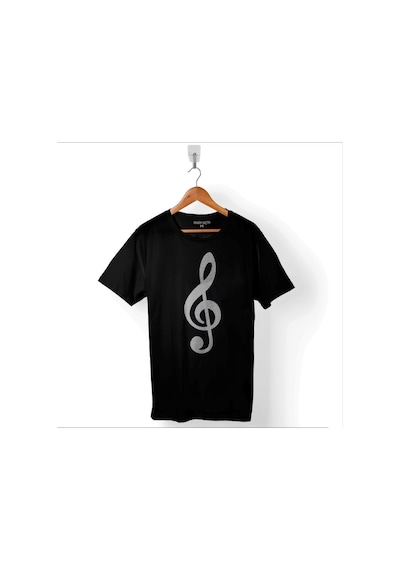 Sol Anahtarı Müzik Nota Es Gitar Saz Bağlama Baskılı Tişört Unisex T-shirt 001