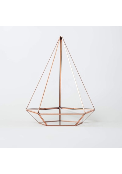 26x21x21cm Bakır Rose Gold Geometrik Teraryum Cam Fanus Aksesuar Çikolata Kutusu