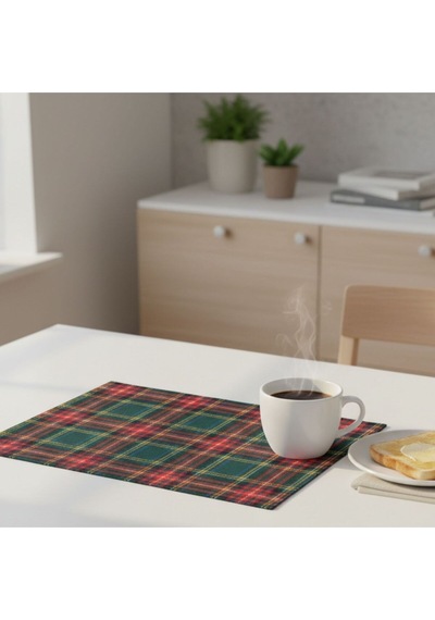 2 Adet Amerikan Servis,ekose Amerikan Servis,yıkanablir Supla 32x42 Cm Çok Renkli