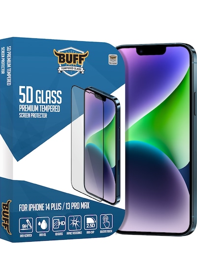 Buff Apple Uyumlu   iPhone 14 Plus / 13 Pro Max 5D Glass Ekran Koruyucu