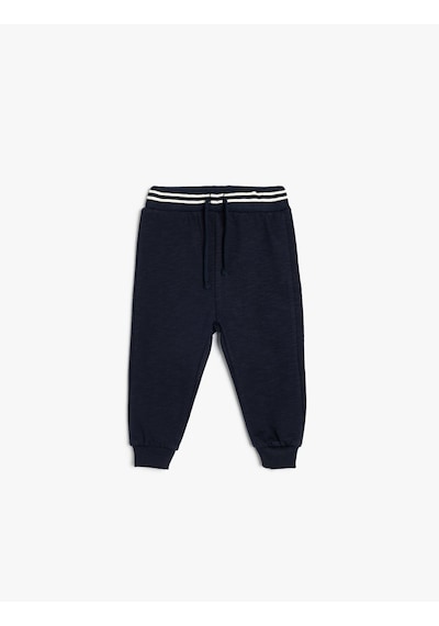 Koton Jogger Eşofman Altı Beli Bağlamalı Pamuklu Şardonlu Lacivert 5wmb40032tk Lacivert