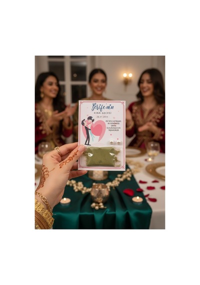 24 Adet Romantik Gelin Damat Desenli İnci Küpeli Stick Kına - Söz, Düğün Ve Kına Hediyeliği