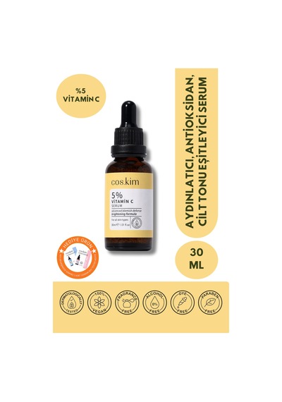 %5 C Vitamini Serum 30 Ml %2 Niacinamide, Leke Karşıtı, Aydınlatıcı, Ton Eşitleyici