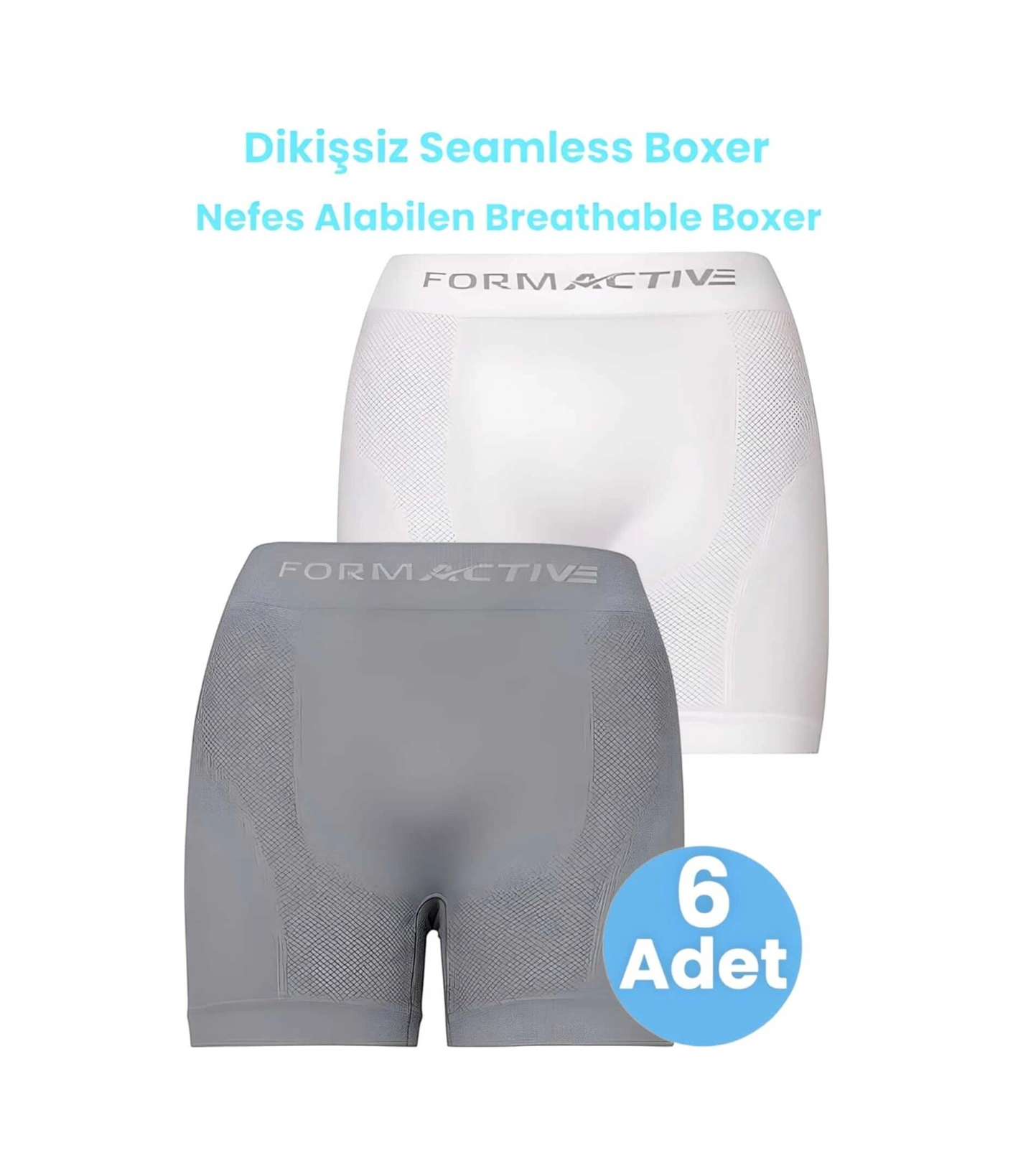 Tezzgelsin Erkek Dikişsiz/seamless Nefes Alabilen Boxer 6 Adet Beyaz - Gri
