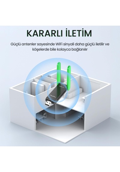 1400 Mbps 2.4ghz/5ghz Dual Band Gigabit Alıcı Verici Usb Wifi Adaptör