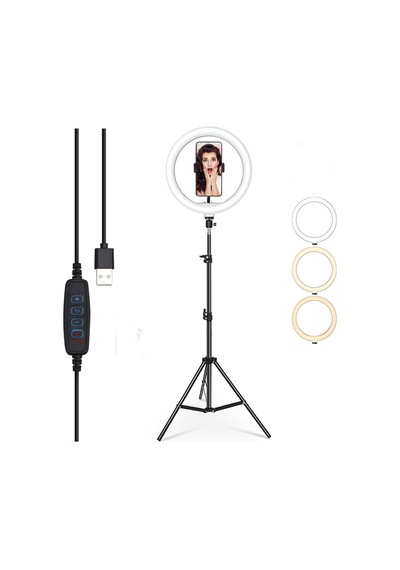 Ring Fill Light Led 10 Inç 2.1 M Beyaz Sarı Işık Halka Tripod