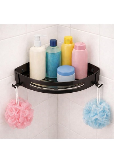 Banyo Köşe Rafı 304 Paslanmaz Çelik Şampuanlık 23x23 Cm Kbk100 Mat Siyah Çok Renkli