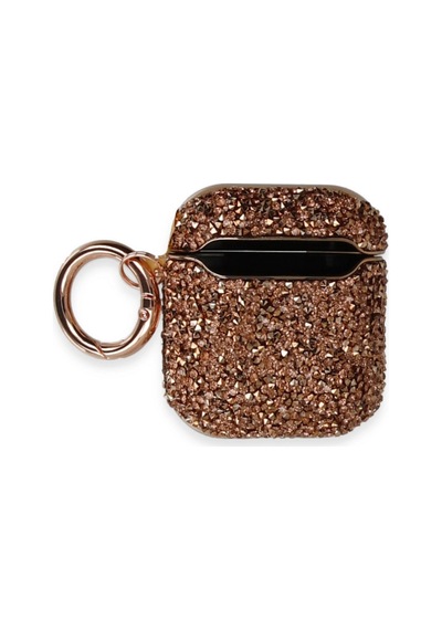 Apple, Uyumlu AirPods 2 2.nesil Mira Taşlı Kılıf - Rose Gold