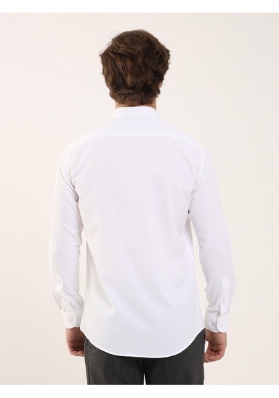 Dufy Beyaz Erkek Slim Fit Klasik Yaka Uzun Kol Gömlek - 93976 Beyaz