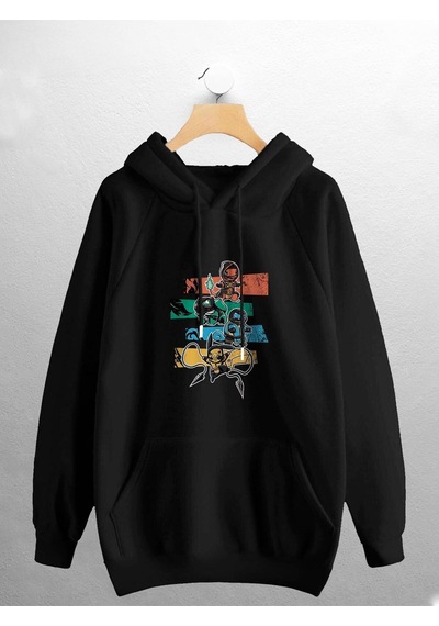 Macklin Unisex Kadın Erkek Mortal Kombat Pokemon Baskılı Sweatshirt Siyah Mck0665 Siyah