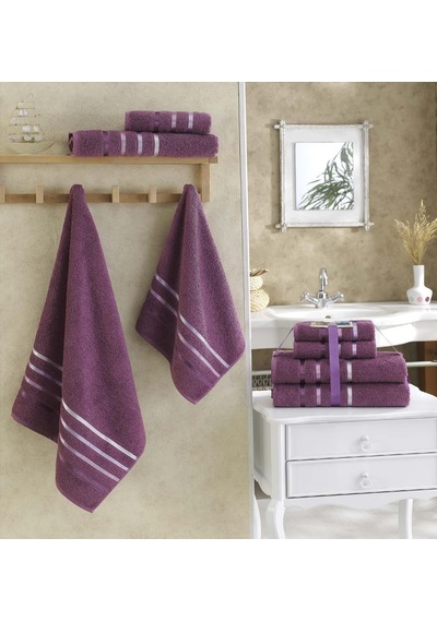 Banyo Havlu Seti 4 Lü Bale Premium - 70x140cm X2 / 50x90cm X2 Mürdüm