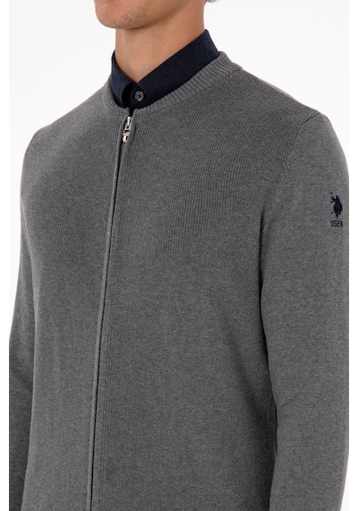 U.s. Polo Assn. Erkek Gri Melanj Hırka Triko 50313721-vr086 Gri Melanj