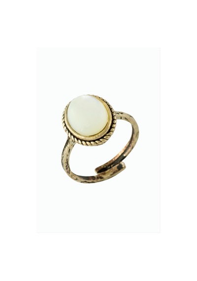 Oval - 603 - Doğaltaşlı Otantik - Nazblsmm - Yüzük Sedef Bronz