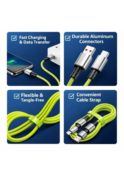 Go İthalat 4-in-1 240w Pd Hızlı Şarj Kablosu Type-c Lightning Destekli Pl-8632