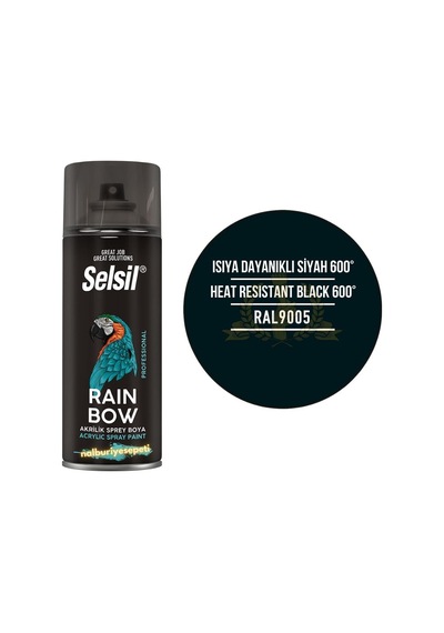 Selsil Isıya Dayanıklı Akrilik Sprey Boya Mat Siyah 400 Ml. - Ral9005