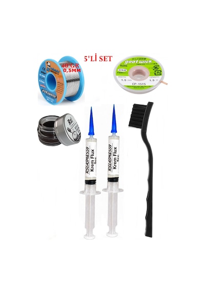 Lehimleme Seti 40 G 0,5 Mm Lehim Teli Cp-1515 Lehim Fitili Flux Lehim Toplama Fırça Seti Tk103