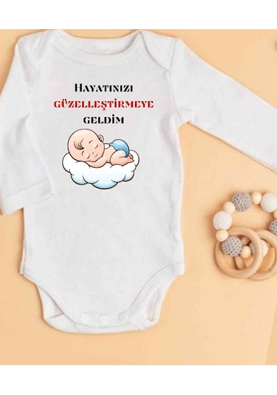 Lupi İsimli Zıbın Yazılı Bebek Zıbın Krem-asorti Beyaz