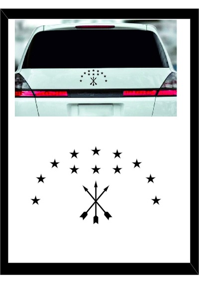 Adige Çerkez Bayrak Sembolü Araba Sticker 33x20cm - Oto Sticker